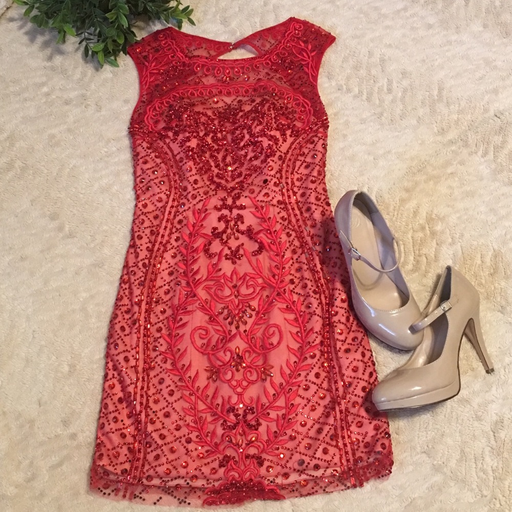 Gorgeous Red Beaded & Sequin Dress